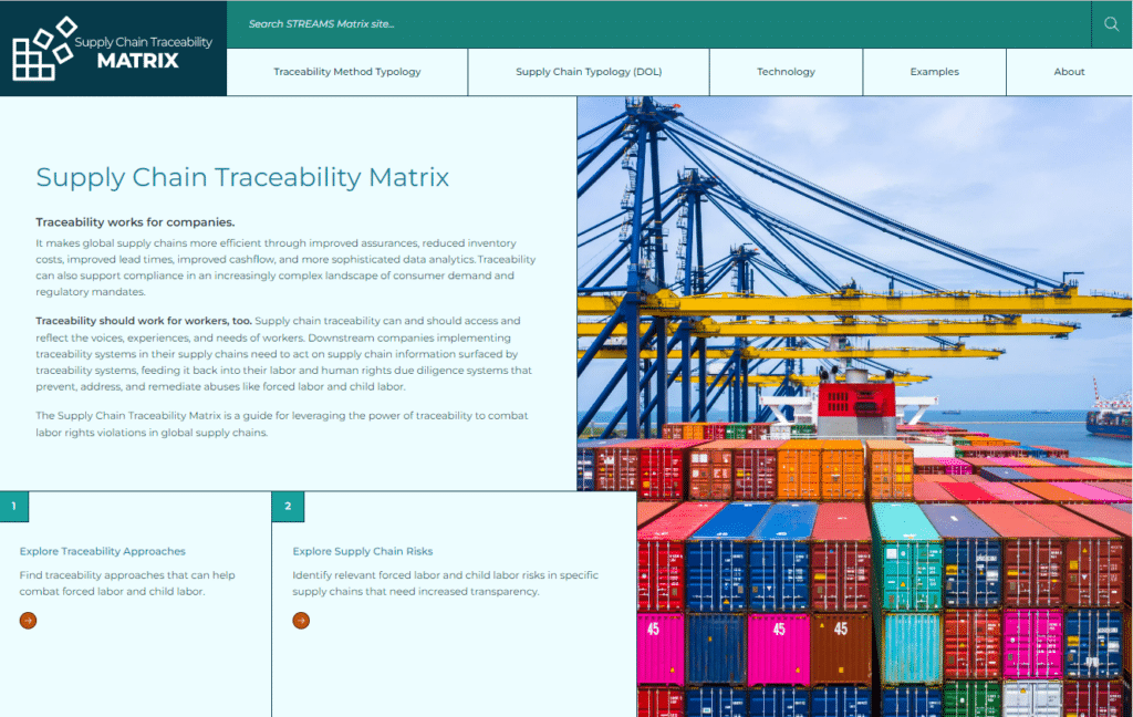 Photo: Supply Chain Traceability Matrix Homepage. Credit @ Verité