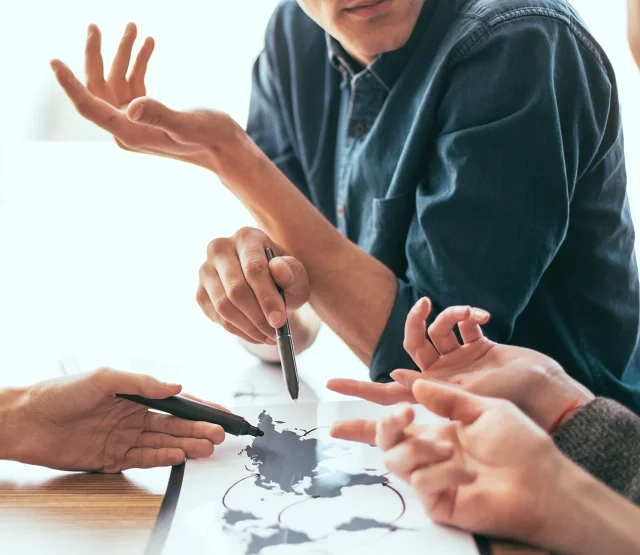A business team having a discussion around a table