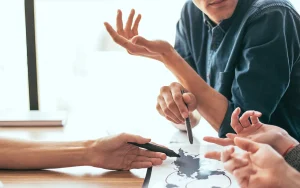 A business team having a discussion around a table