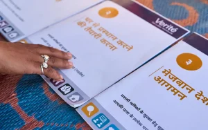 A person looking at training documents