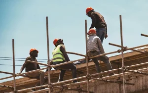 Men in hardhats on a construction site