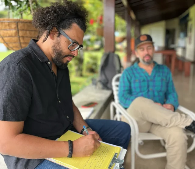 Researcher taking notes