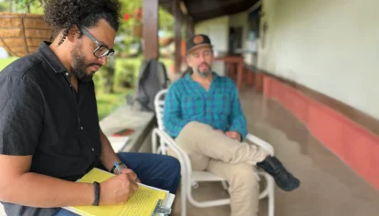 Researcher taking notes