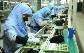 Workers on a production line