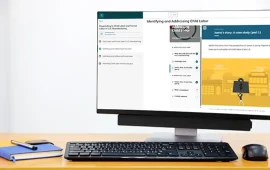 Computer screen with online training materials