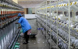 Worker in a textile factory