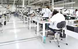 Workers in an electronics factory